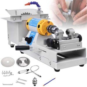 Jewelry Lapidary Saw for Cutting Rocks, Mini Table Saws Grinder Polishing Machine 0-10000r/Min with Flexible Shaft, Benchtop Jewelry Tools Gemstone Saw Cutting Jade