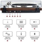 Turntables Belt-Drive Record Player with Wireless Output Connectivity, Vinyl Player Support 33&45 RPM Speed Phono Line USB Digital to PC Recording with Advanced Magnetic Cartridge&Counterweight
