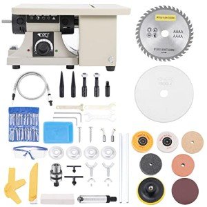 DZQ Mini Table Saw Jewelry Making Polisher w/Flex Shaft Multifunctional Bench Grinder Sander Buffing Machine Woodworking Tool 69Pcs Accs 10,000Rpm 750W