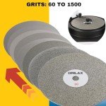 8 inch Diamond Disc Grit 1500 High Density Coated Flat Lap Lapping Lapidary Wheel Glass Jewelry Polishing Tool Grinding Sharpening Metal Back 1/2 Arbor GRIT1500