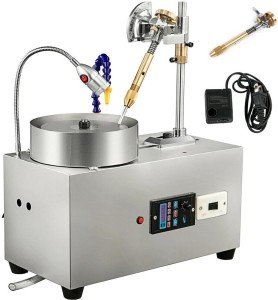 Gem Faceting Machine 0-3000RPM Integrated Jade Stone Cutting Polisher, 180W Rock Polisher Jewelry Lapidary Flat Grinding Machine with Mechanical Handle for Gem Jade Stone Crystal Polisher