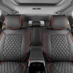 Motorbox Prestige Premium Seat Covers, Semi-Custom Fit Car Seat Covers Full Set, Automotive Interior Cover for Car Truck Van SUV, Made with Faux Leather for Superior Feel & Durability - Red