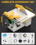 PYY Lapidary Saw - Jewelry Rock Saw w/Upgraded Diamond Blades & Woodworking Blade, 0-10000 RPM 350W Mini Wet Cutting Rock Cutter Machine for Stones, Gem DIY Art Project Lapidary Equipment, 10"*8"