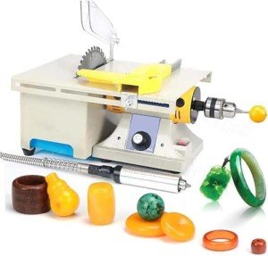 Lapidary Equipment DIY Jewelry Lapidary Saw for Cutting Rocks, 110V Mini Table Saws Rock w/Flexible Shaft Polishing Machine 0-10000r/min Cutting depth 35 mm
