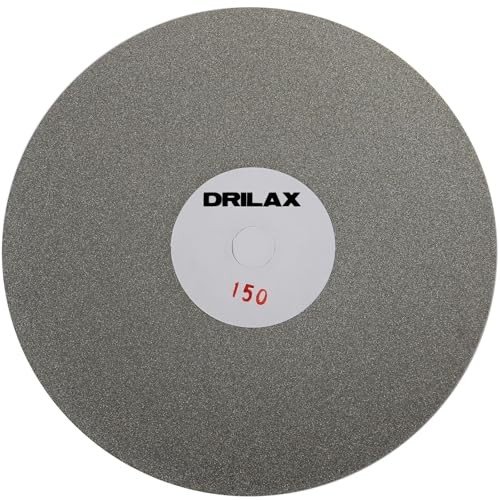 8 inch Diamond Disc Grit 150 High Density Coated Flat Lap Lapping Lapidary Wheel Glass Jewelry Polishing Tool Grinding Sharpening Metal Back 1/2 Arbor GRIT0150