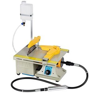 Jewelry Lapidary Saw for Cutting Rocks DIY Lapidary Equipment, 110V Mini Table Saws Grinder Polishing Machine 0-10000r/min with Flexible Shaft,Left Benchtop
