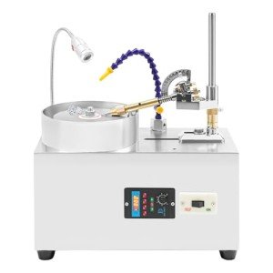 Gem Faceting Machine, 180W Jade Grinding Polishing Machine, 0-3000RPM Adjustable Rotating Speed, Lapidary Ddigital Jewelry Polisher Jewelry Jade Rock Angle Polisher Grinder w/Mechanical Handle & Pump