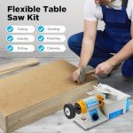 Electric Table Saw Grinder Precision, 0-10000r/min Jewelry Lapidary Saw, Benchtop Mini Lathe Table Saw Grinder Polishing Machine for DIY Engraving, Cutting, Milling, Grinding, and Drilling