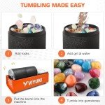 VIYUKI 2024 Professional Rock Tumbler Kit - Double Drum 6LB Lapidary Polisher for Adults (Double Barrel), Includes Rough Gemstones, 8 Polishing Grits, Jewelry, Learning Guide, Great Stem Science Kit