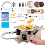 DZQ Mini Table Saw Jewelry Making Polisher w/Flex Shaft Multifunctional Bench Grinder Sander Buffing Machine Woodworking Tool 69Pcs Accs 10,000Rpm 750W