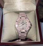 Oniss Paris Women's Diamond Accented Pink silver Hi tech Ceramic  Watch new