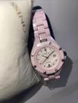 Oniss Paris Women's Diamond Accented Pink silver Hi tech Ceramic  Watch new