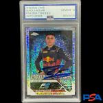 Isack Hadjar 2023 Topps Chrome F1 Mini Diamonds Refractor /299 Auto PSA 10