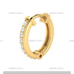 14K Yellow Gold 0.07 CT Natural Diamond Nose Ring For Womens Beautiful Jewelry