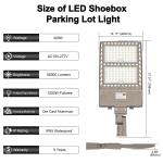 400W LED Parking Lot Light 60000LM DLC Listed Industrial Grade Shoebox Pole Lamp