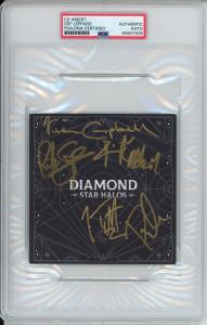 DEF LEPPARD SIGNED DIAMOND STAR HALOS AUTOGRAPHED ALBUM COVER CARD PSA DNA COA