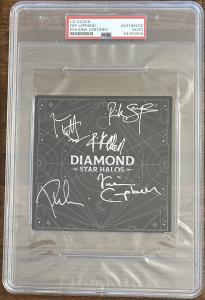 DEF LEPPARD SIGNED DIAMOND STAR HALOS AUTOGRAPHED ALBUM ART CARD PSA DNA COA