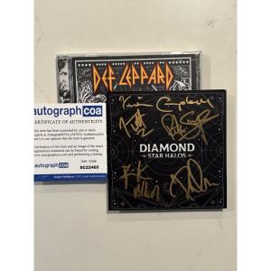 DEF LEPPARD COA SIGNED DIAMOND STAR HALOS CD W/ AUTOGRAPHED SIGNED INSERT ACOA 7