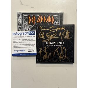 DEF LEPPARD COA SIGNED DIAMOND STAR HALOS CD W/ AUTOGRAPHED SIGNED INSERT ACOA 3