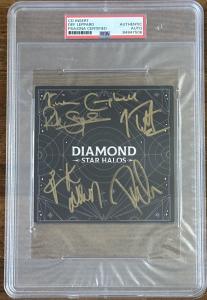 DEF LEPPARD SIGNED DIAMOND STAR HALOS AUTOGRAPHED ALBUM ART CARD PSA DNA COA