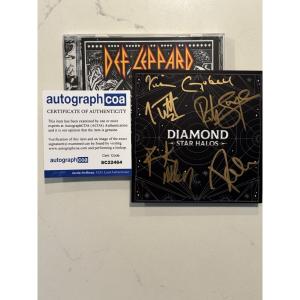 DEF LEPPARD COA SIGNED DIAMOND STAR HALOS CD W AUTOGRAPHED SIGNED INSERT ACOA 12