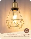 EDISHINE Industrial Farmhouse Floor Lamp Diamond Shade 3 Edison Bulbs Gold