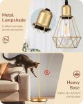 EDISHINE Industrial Farmhouse Floor Lamp Diamond Shade 3 Edison Bulbs Gold