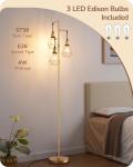 EDISHINE Industrial Farmhouse Floor Lamp Diamond Shade 3 Edison Bulbs Gold