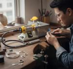 Professional Benchtop Polisher & Grinder, 0-10,000 RPM Adjustable for Jewelry, Rock Polishing, Gem Cutting, Metalcraft, and DIY Mini Table Saw Tasks