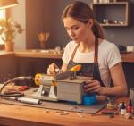 Professional Benchtop Polisher & Grinder, 0-10,000 RPM Adjustable for Jewelry, Rock Polishing, Gem Cutting, Metalcraft, and DIY Mini Table Saw Tasks