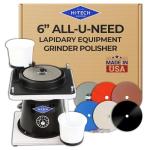 Hi-Tech Diamond 6" All-U-Need Lapidary Equipment, Flat Lap - Grinder Tool & Rock Polisher, Variable Speed Motor, Includes Rock Polishing Kit for Stones, Minerals, and Gem Shaping