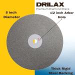 8 inch Diamond Disc Grit 800 High Density Coated Flat Lap Lapping Lapidary Wheel Glass Jewelry Polishing Tool Grinding Sharpening Metal Back 1/2 Arbor GRIT0800