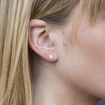 14K White Gold Diamond Starburst Stud Earrings Round Cut Natural 0.24CTW