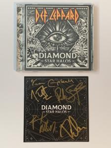 Def Leppard Diamond Star Halos CD + Signed Autographed Art Card JSA COA LOA