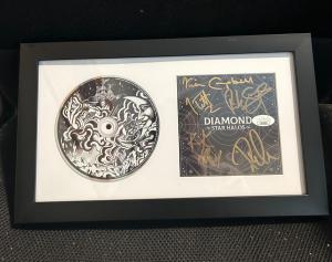 Def Leppard Signed Diamond Star Halos CD Booklet Framed & Matted W/ JSA COA