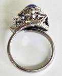 Vintage Simulated Star Sapphire Brutalist Silver Tone Adjustable Ring Size 6.5