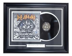 Joe Elliott Phil Collen Sign Frame Def Leppard '22 Diamond Star Halos Record JSA