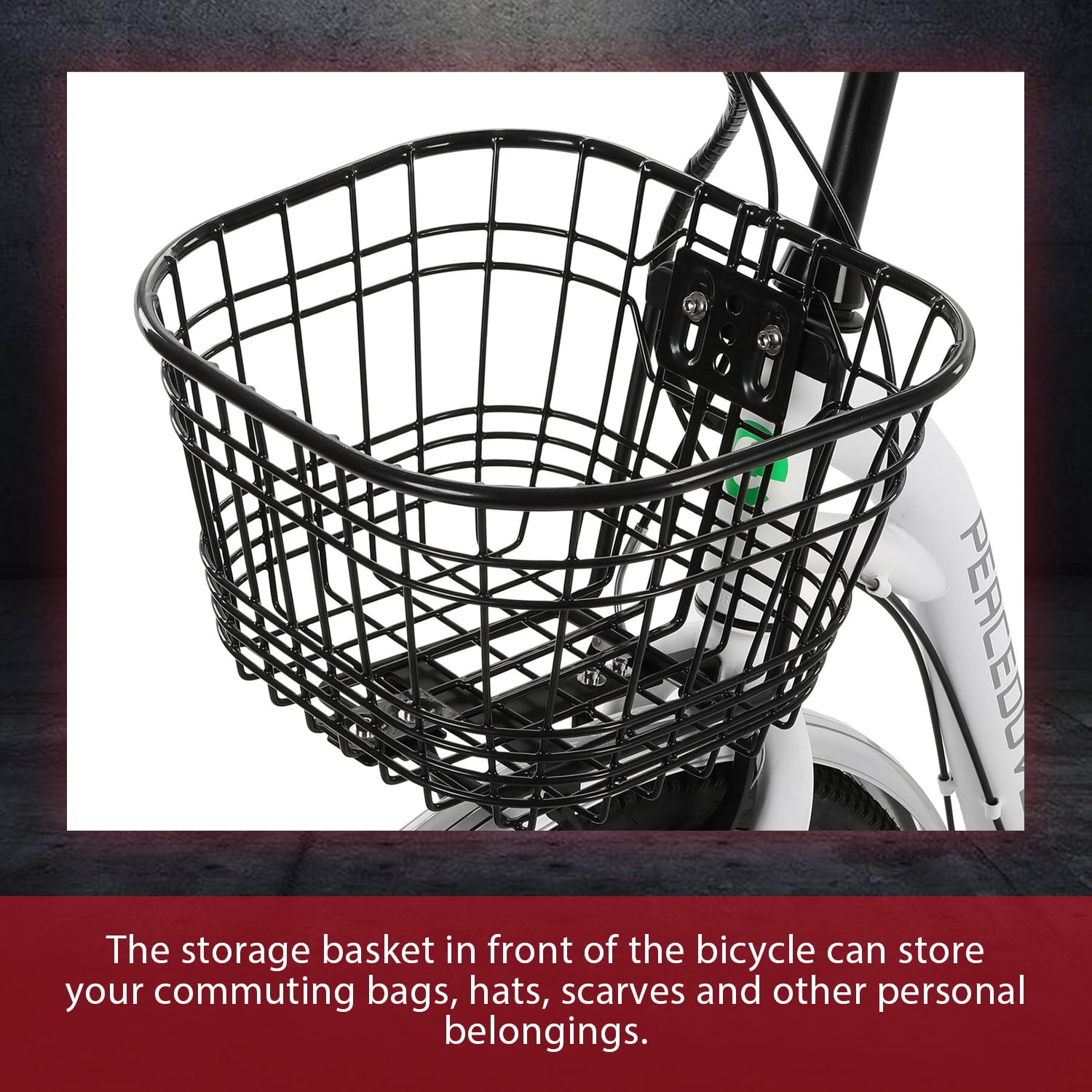 White Electric City Bike with Basket for Women