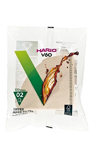 Hario V60 Coffee Filters: Single Use, Natural, 100-count