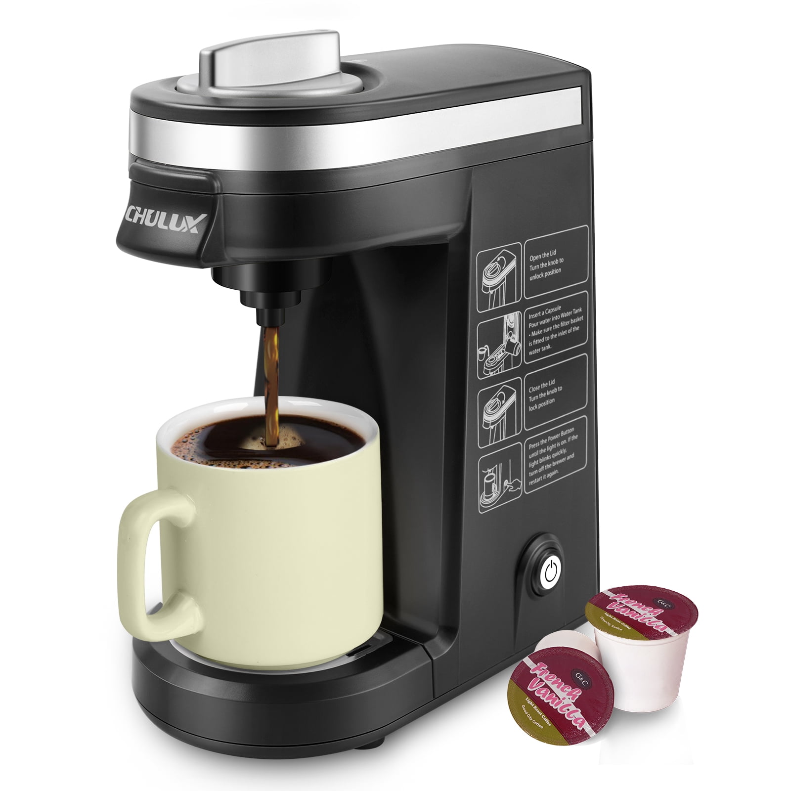 Compact Coffee Maker, K-Cup & Coffee Powder Compatible