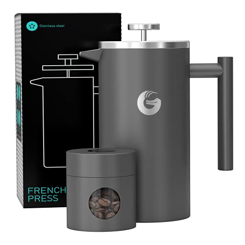 Coffee Gator French Press + Travel Jar - 34oz Gray