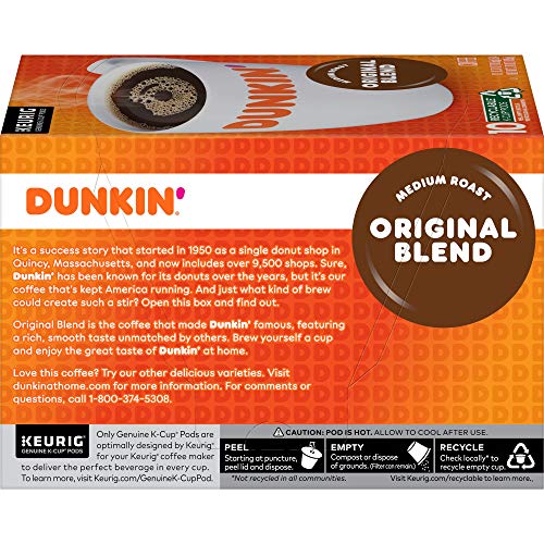 Dunkin' Original Blend Coffee, 60 K-Cup Pods