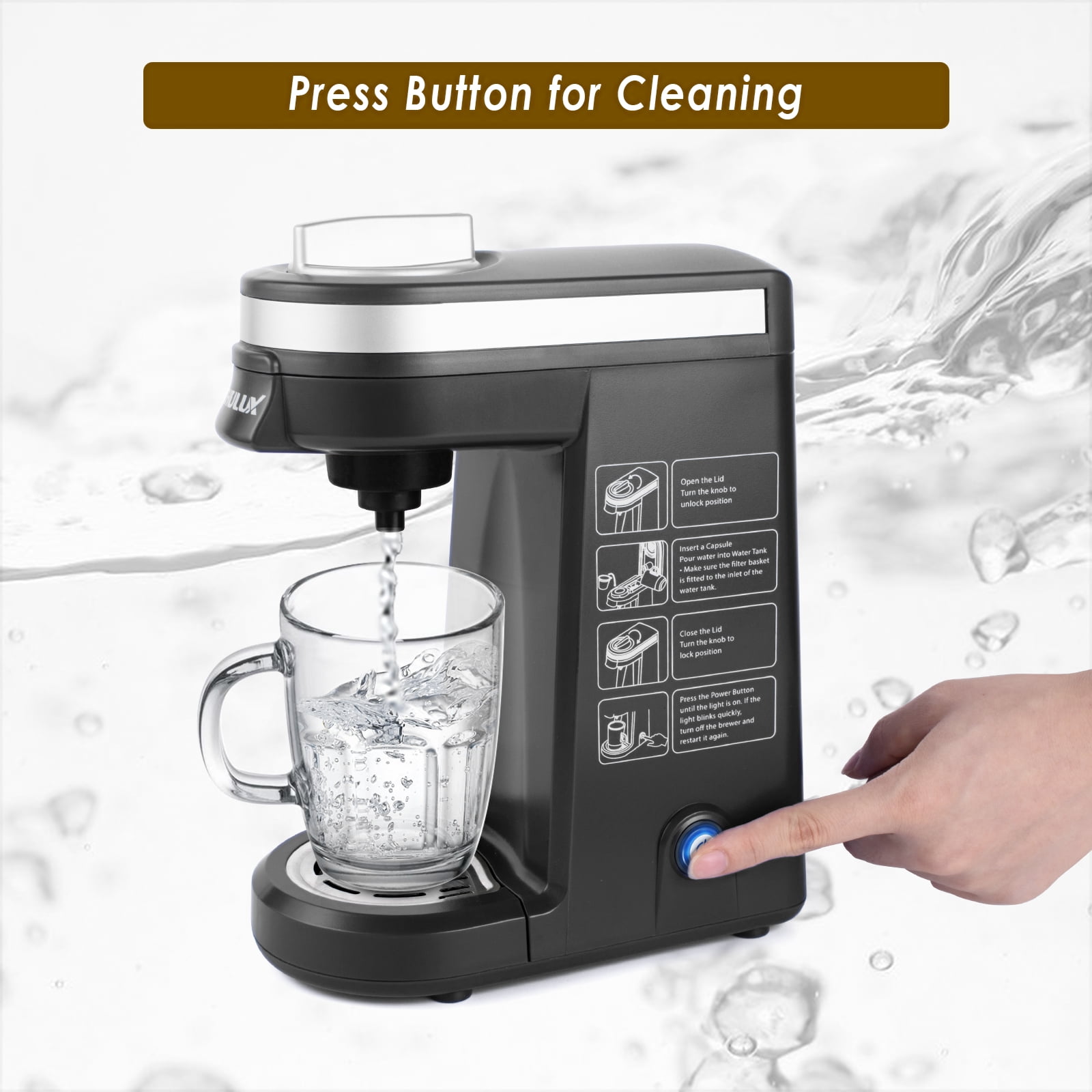 Compact Coffee Maker, K-Cup & Coffee Powder Compatible