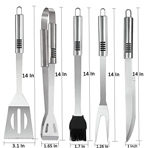 Stainless Steel BBQ Grill Tools Set - 6pc