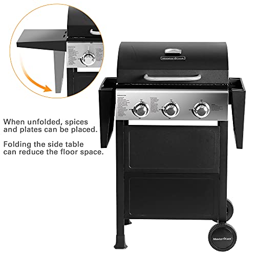 Classic Propane Gas Grill, 3 Bunner with Folding Table