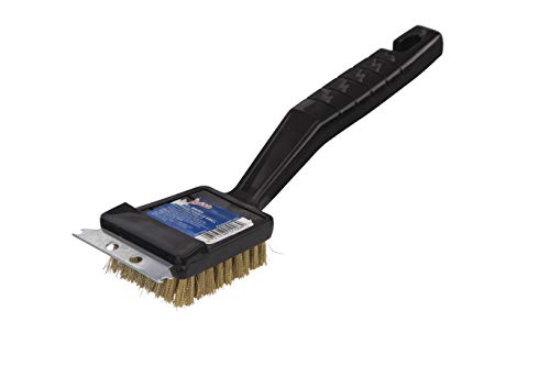 Grill Scrubbing Brush with Crimped Bristles & Scraper