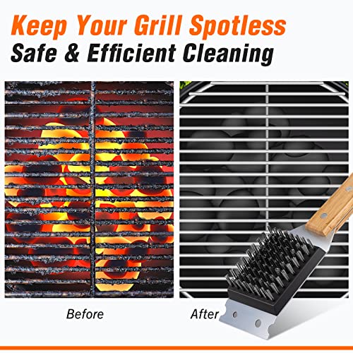 Durable Grill Brush with Extra Stainless Steel Bristles