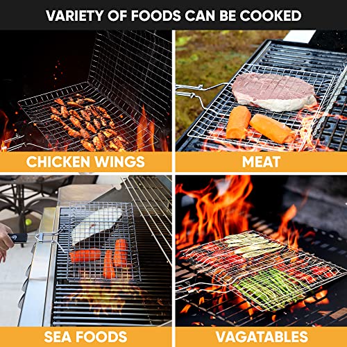 Stainless Steel BBQ Fish Grill Basket with Skewers