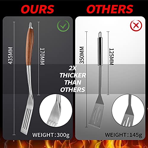 GRILAZ Heavy-Duty Wooden BBQ Tools Set