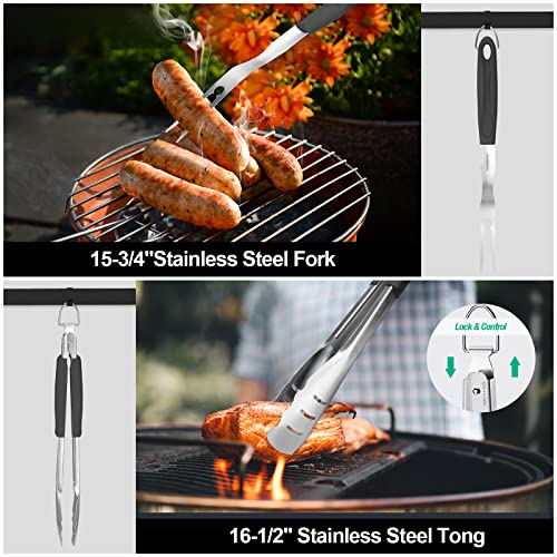 HAUSHOF 15PCS BBQ Grill Kit with Stainless Steel Utensils